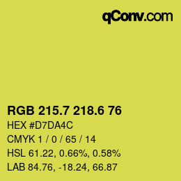 カラーコード: RGB 215.7 218.6 76 | qconv.com