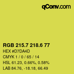 カラーコード: RGB 215.7 218.6 77 | qconv.com