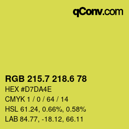 カラーコード: RGB 215.7 218.6 78 | qconv.com