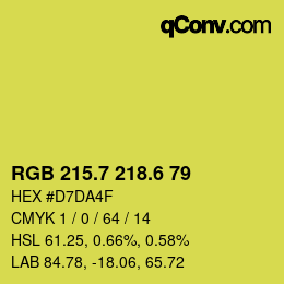 カラーコード: RGB 215.7 218.6 79 | qconv.com