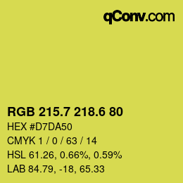 カラーコード: RGB 215.7 218.6 80 | qconv.com