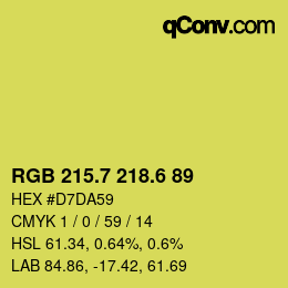 カラーコード: RGB 215.7 218.6 89 | qconv.com