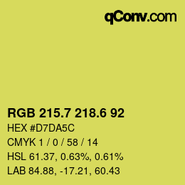 カラーコード: RGB 215.7 218.6 92 | qconv.com