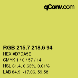 カラーコード: RGB 215.7 218.6 94 | qconv.com