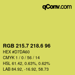 カラーコード: RGB 215.7 218.6 96 | qconv.com