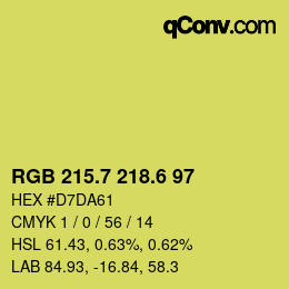 カラーコード: RGB 215.7 218.6 97 | qconv.com