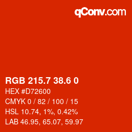 カラーコード: RGB 215.7 38.6 0 | qconv.com