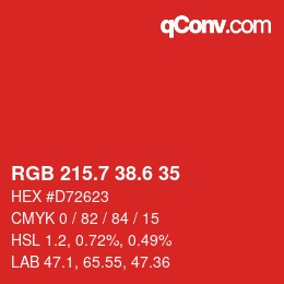 カラーコード: RGB 215.7 38.6 35 | qconv.com