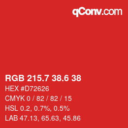 カラーコード: RGB 215.7 38.6 38 | qconv.com