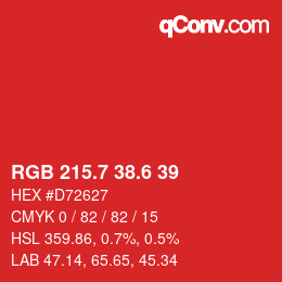 カラーコード: RGB 215.7 38.6 39 | qconv.com