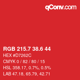 カラーコード: RGB 215.7 38.6 44 | qconv.com
