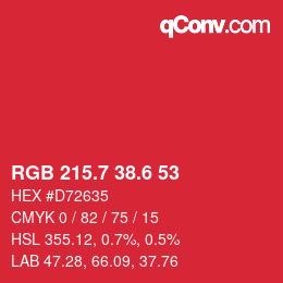 カラーコード: RGB 215.7 38.6 53 | qconv.com