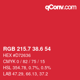 カラーコード: RGB 215.7 38.6 54 | qconv.com