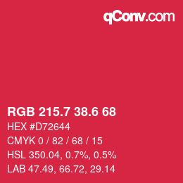 カラーコード: RGB 215.7 38.6 68 | qconv.com