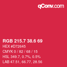 カラーコード: RGB 215.7 38.6 69 | qconv.com