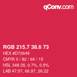 カラーコード: RGB 215.7 38.6 73 | qconv.com