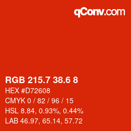 カラーコード: RGB 215.7 38.6 8 | qconv.com