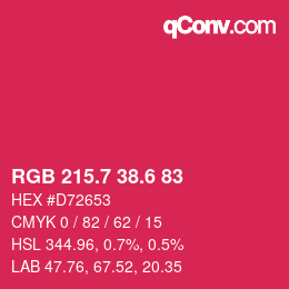 カラーコード: RGB 215.7 38.6 83 | qconv.com