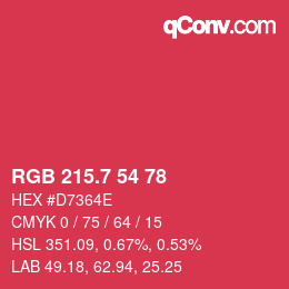 カラーコード: RGB 215.7 54 78 | qconv.com