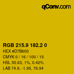 カラーコード: RGB 215.9 182.2 0 | qconv.com