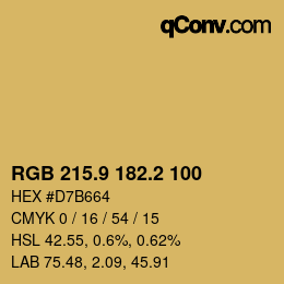 Color code: RGB 215.9 182.2 100 | qconv.com