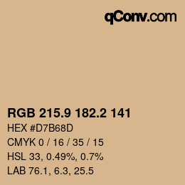 カラーコード: RGB 215.9 182.2 141 | qconv.com