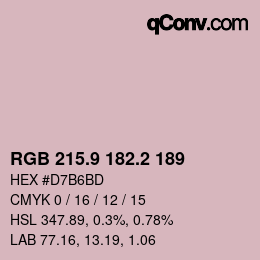 カラーコード: RGB 215.9 182.2 189 | qconv.com
