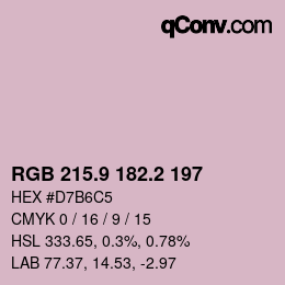 カラーコード: RGB 215.9 182.2 197 | qconv.com