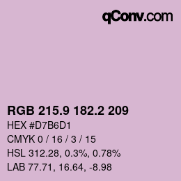 カラーコード: RGB 215.9 182.2 209 | qconv.com