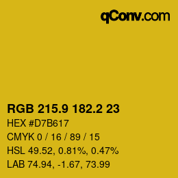 カラーコード: RGB 215.9 182.2 23 | qconv.com