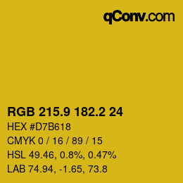 カラーコード: RGB 215.9 182.2 24 | qconv.com