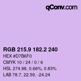 カラーコード: RGB 215.9 182.2 240 | qconv.com