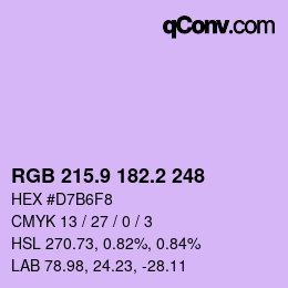 カラーコード: RGB 215.9 182.2 248 | qconv.com