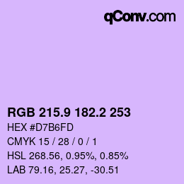 カラーコード: RGB 215.9 182.2 253 | qconv.com