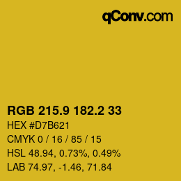 カラーコード: RGB 215.9 182.2 33 | qconv.com