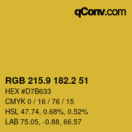 カラーコード: RGB 215.9 182.2 51 | qconv.com