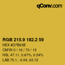 カラーコード: RGB 215.9 182.2 59 | qconv.com