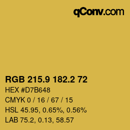 カラーコード: RGB 215.9 182.2 72 | qconv.com