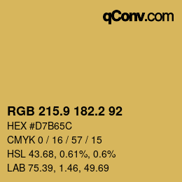 カラーコード: RGB 215.9 182.2 92 | qconv.com