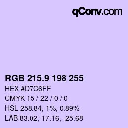 カラーコード: RGB 215.9 198 255 | qconv.com