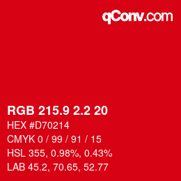 カラーコード: RGB 215.9 2.2 20 | qconv.com