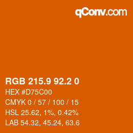 Color code: RGB 215.9 92.2 0 | qconv.com