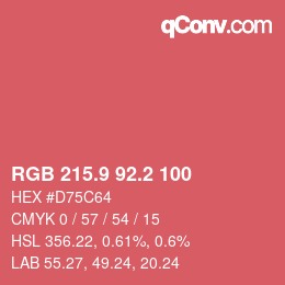 Color code: RGB 215.9 92.2 100 | qconv.com
