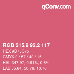 カラーコード: RGB 215.9 92.2 117 | qconv.com