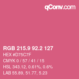 カラーコード: RGB 215.9 92.2 127 | qconv.com