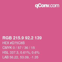 カラーコード: RGB 215.9 92.2 139 | qconv.com