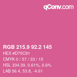 カラーコード: RGB 215.9 92.2 145 | qconv.com