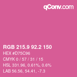 カラーコード: RGB 215.9 92.2 150 | qconv.com