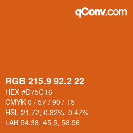 カラーコード: RGB 215.9 92.2 22 | qconv.com