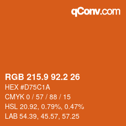 カラーコード: RGB 215.9 92.2 26 | qconv.com